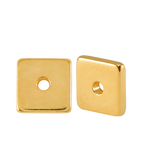 Kralen DQ metaal disc square 7mm Goud (nikkelvrij)