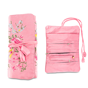 Sieraden reisetui met bloemen Pink