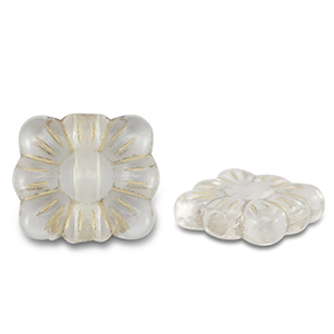 Acryl kralen rechthoek met bloem Transparent-gold