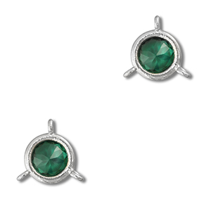 Tussenstukken van Crystal glas rond Emerald green-silver