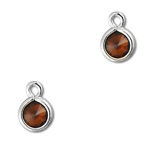 Hangers van Crystal glas rond Orange brown-silver