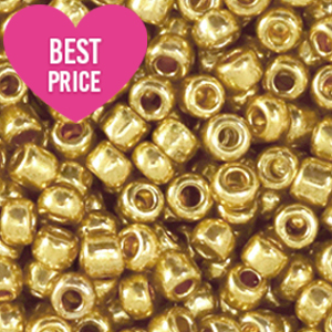 Glaskralen Rocailles 6/0 (4mm) Metallic shine gold