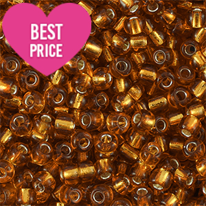 Glaskralen Rocailles 6/0 (4mm) Silverlined copper brown