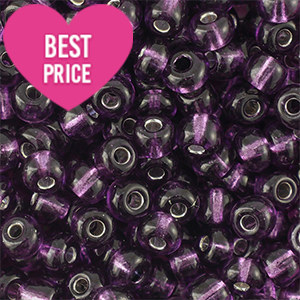 Glaskralen Rocailles 12/0 (2mm) Silverlined purple