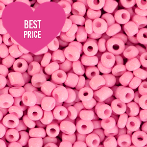 Glaskralen Rocailles 8/0 (3mm) Punch pink