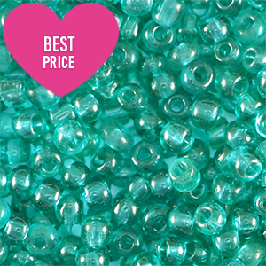 Glaskralen Rocailles 8/0 (3mm) Transparent ocean green