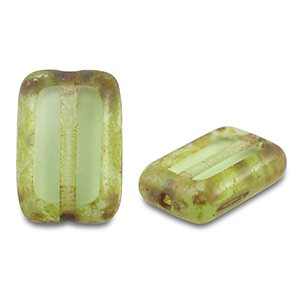 Czech kralen TCB rectangle 12x8mm Transparent light green