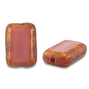Czech kralen TCB rectangle 12x8mm Transparent vintage pink