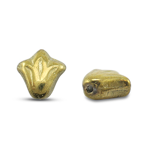 Czech kralen lily flower 9x8mm Gold