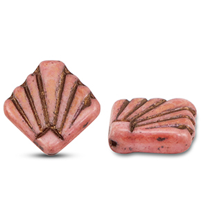 Czech kralen diafan 17mm Vintage pink-gold/pink