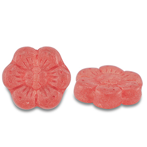 Czech kralen boho flower 14mm Transparent matt red