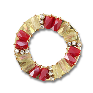 Top facet hangers rond Red-transparent AB-gold