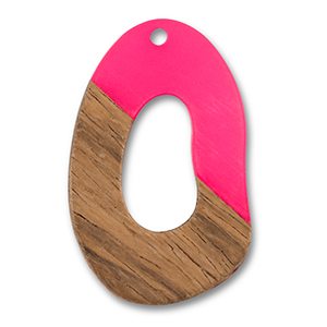 Houten hangers irregular Neon pink-brown