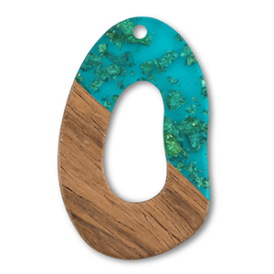 Houten hangers irregular Blue transparent-gold-brown
