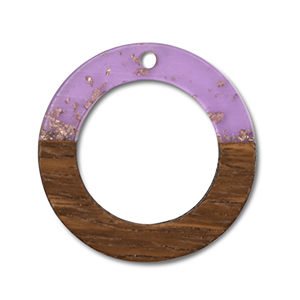 Houten hangers rond Purple transparent-gold-brown