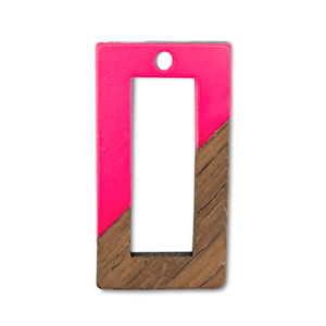 Houten hangers rechthoek Neon pink-brown