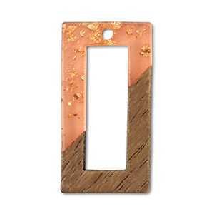 Houten hangers rechthoek Orange transparent-gold-brown