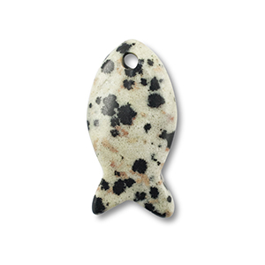 Natuursteen hangers dalmatian stone vis Greige-black