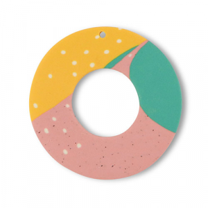 Polymeer hangers rond Green-pink-ochre yellow