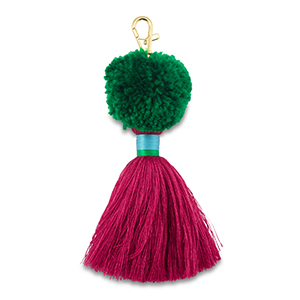 Sleutelhangers pompom met kwast Green-magenta-blue