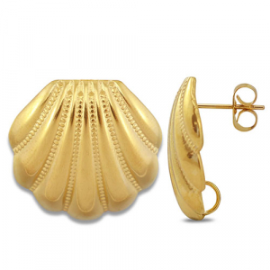 Roestvrij stalen (RVS) Stainless steel onderdelen oorbellen / oorstekers schelp met oogje Gold