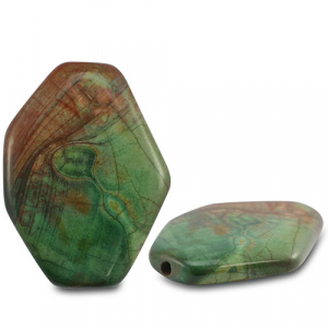 Natuursteen kralen agaat hexagon Dark green-brown-off white