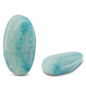 Natuursteen kralen chalcedoon & agaat ovaal crackle Transparent light blue