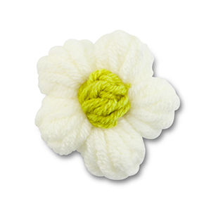 Gehaakte bloem Off white-lime green