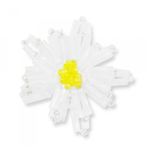 Hangers van glaskralen bloem Transparent white-transparent yellow-white