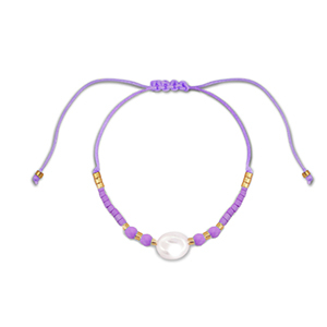 Trendy armbanden mixed beads Purple-white-gold