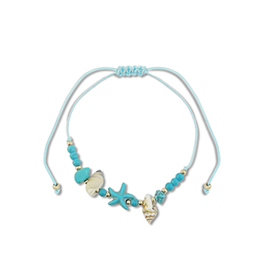 Trendy enkelbandjes mixed beads Turquoise-gold