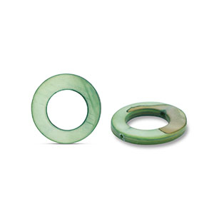 Schelp kralen 15mm rond Dark green