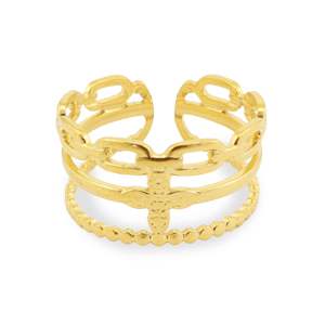 Roestvrij stalen (RVS) Stainless steel ringen bloem Goud