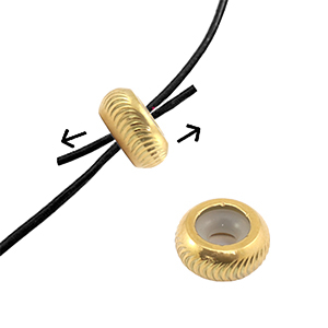 Roestvrij stalen (RVS) Stainless steel onderdelen smart bead stopper met motief 6mm Gold