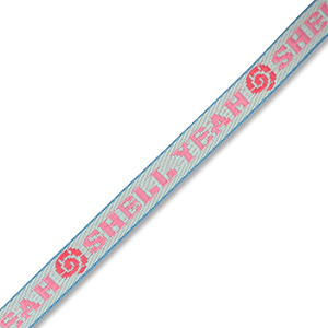 BY31&reg; Lint met tekst "Shell yeah" Light blue-pink-coral red-blue