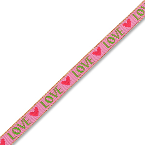 BY31&reg; Lint met tekst "Love" Dark pink-green-red-gold