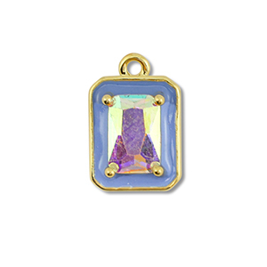 Brass TQ metaal bedels rechthoek Gold-blue-AB coating