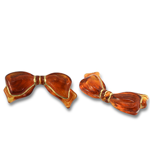 Acryl kralen strik Cognac brown-gold