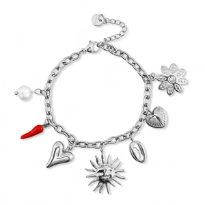 Roestvrij stalen (RVS) Stainless steel armbanden met bedels zomer Silver-red-white