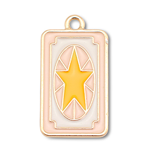 Bedels metaal enamel kaart met ster Gold-light pink-white-yellow