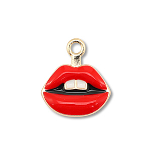 Bedels metaal enamel kiss Gold-red