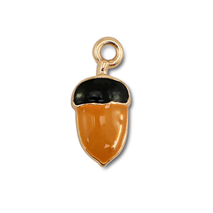 Bedels metaal enamel eikeltje Gold-brown-black