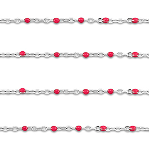 Roestvrij stalen (RVS) Stainless steel onderdelen jasseron 1mm Silver-cherry red