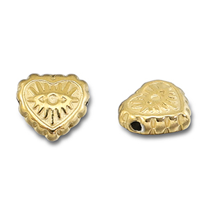 Roestvrij stalen (RVS) Stainless steel kralen hart Alziend oog Gold
