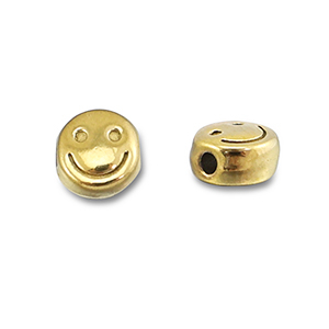 Roestvrij stalen (RVS) Stainless steel kralen smiley Gold