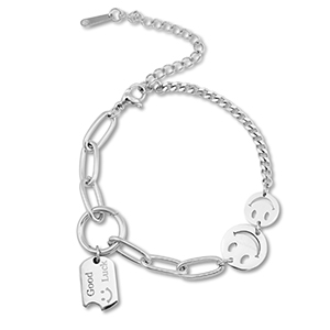 Roestvrij stalen (RVS) Stainless steel armbanden smiley Silver