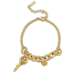 Roestvrij stalen (RVS) Stainless steel armbanden sleutel Gold