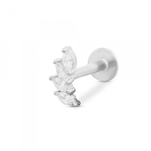 Roestvrij stalen (RVS) Stainless steel oorpiercing blad Silver