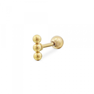 Roestvrij stalen (RVS) Stainless steel oorpiercing met bollen Gold
