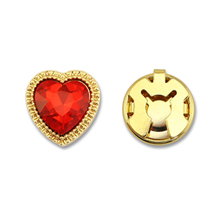 Eco-brass&reg; metaal button covers hart Gold-red